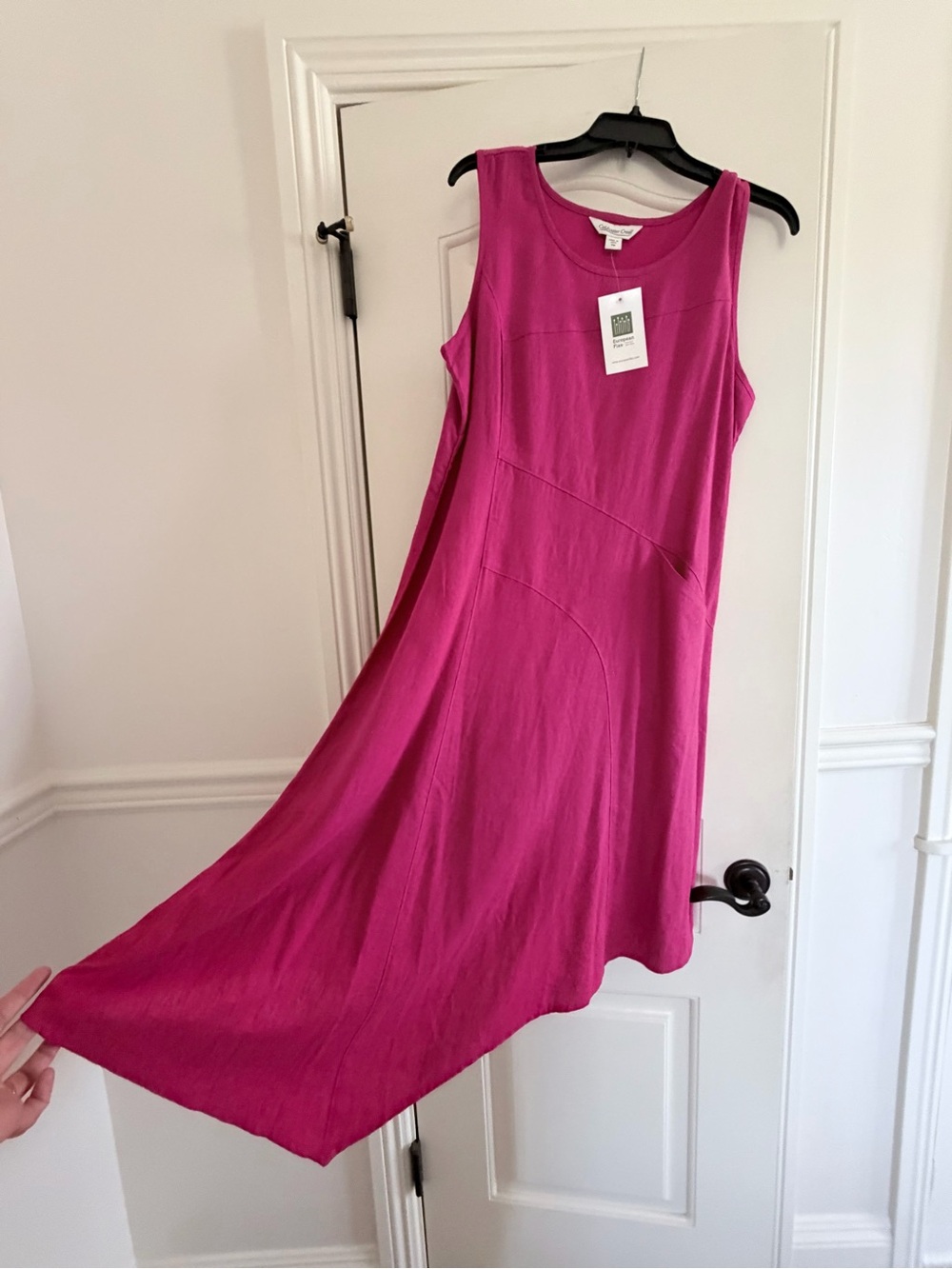 Coldwater Creek Sleeveless Linen Midi Dress in Fuchsia PM